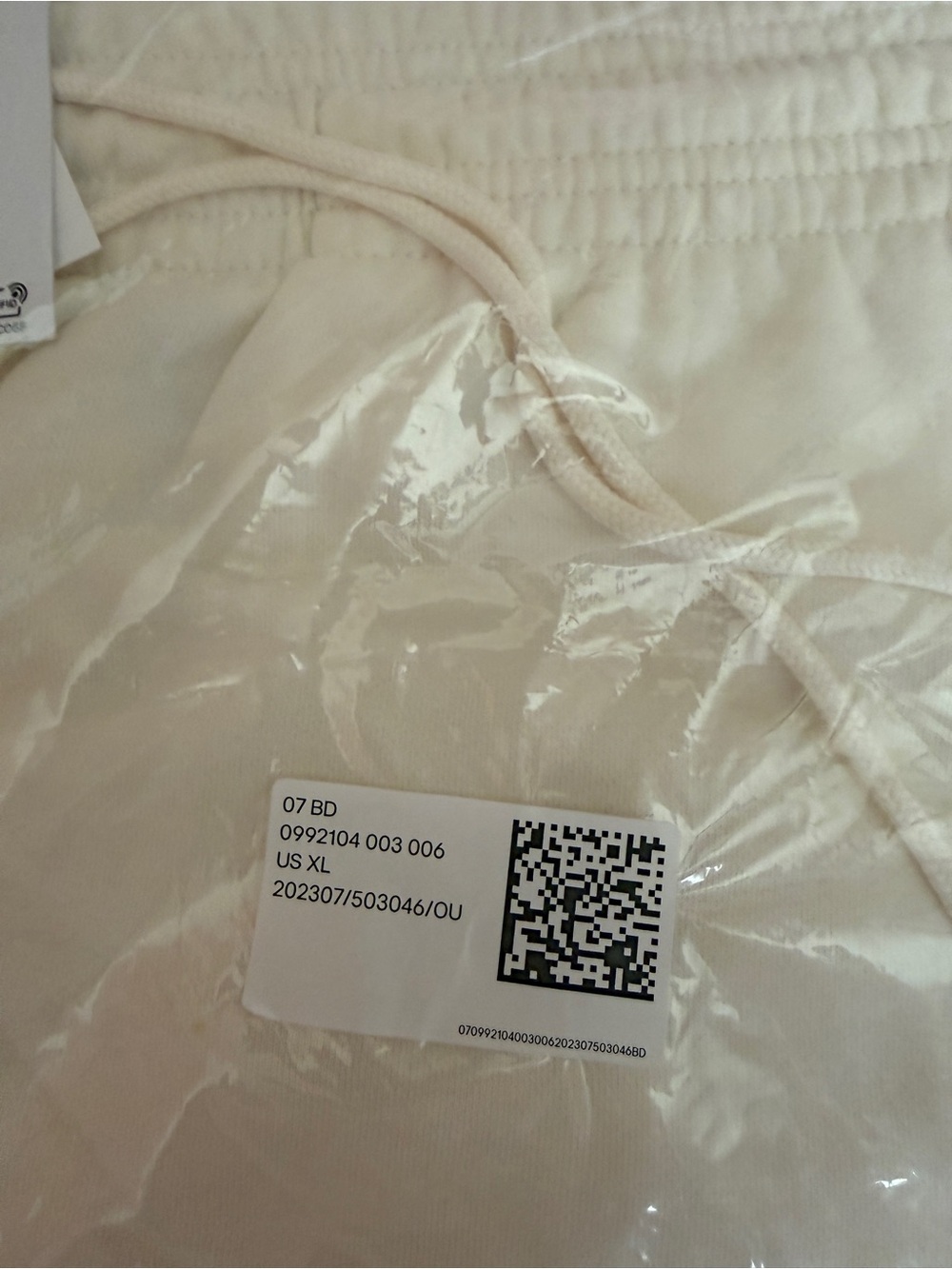 Adult Cream Drawstring Sweatshorts - Picture 2 of 3